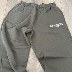 Gymshark green collegiate Joggers with Logo